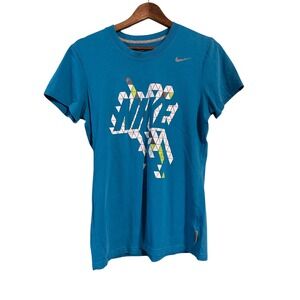 Nike Dri-FIT Cotton Tee Turquoise Blue Athletic‎ T-Shirt Women's Large L